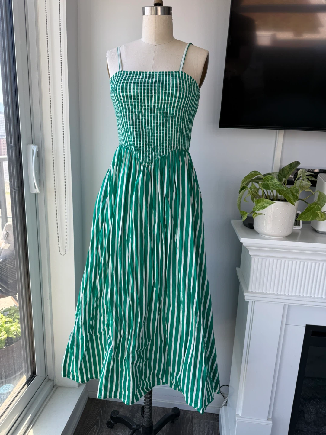 Japna Striped Smocked Sundress with Pockets size small