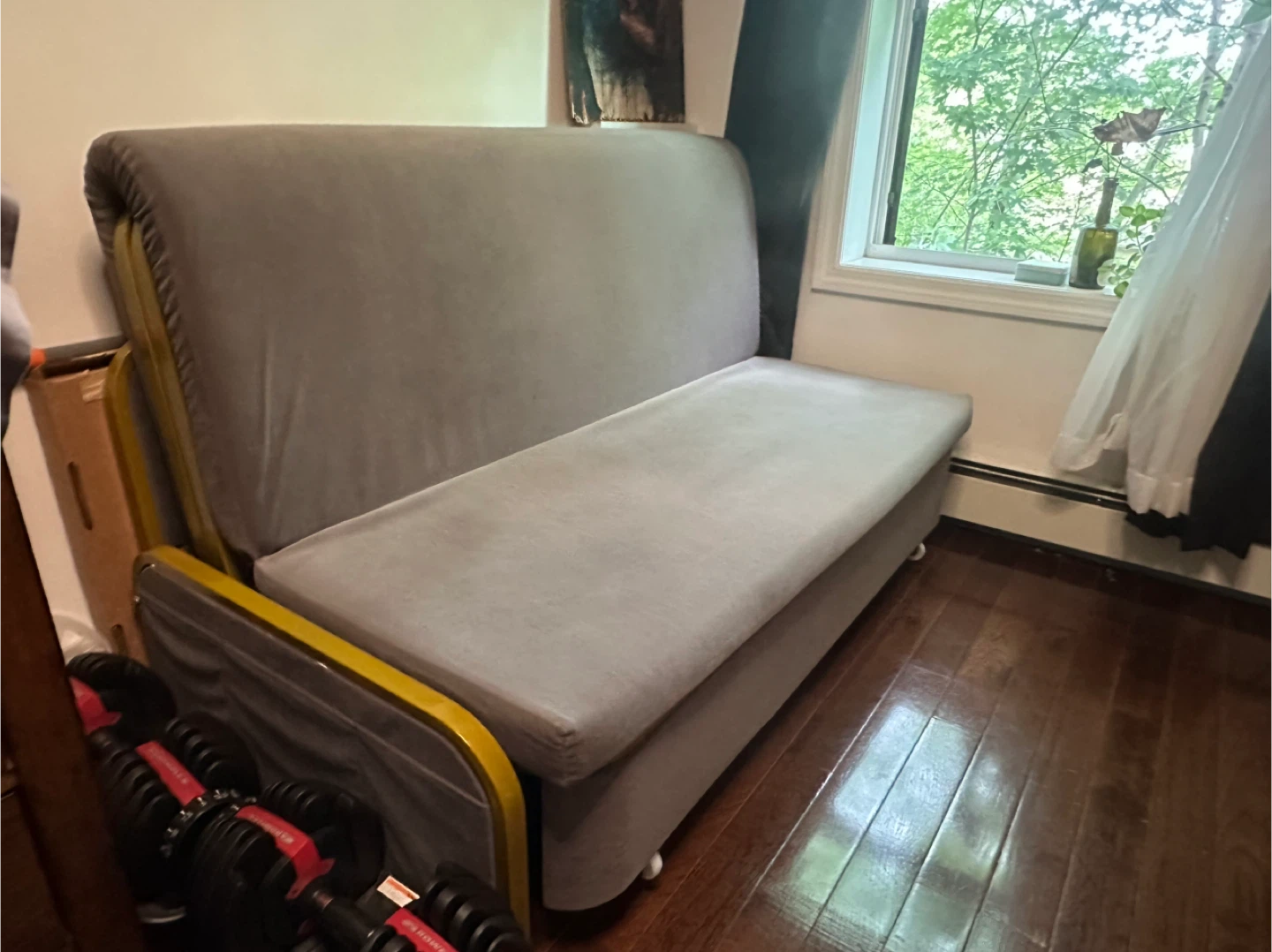 Gray Futon Sofa Bed with Storage