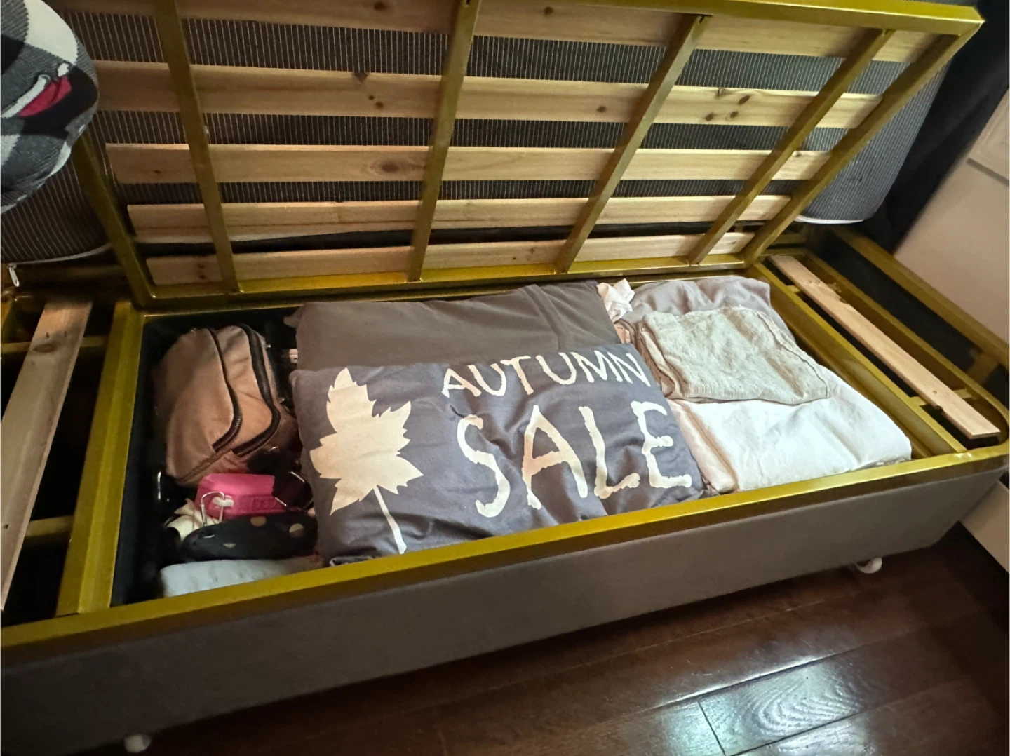 Gray Futon Sofa Bed with Storage - photo 3