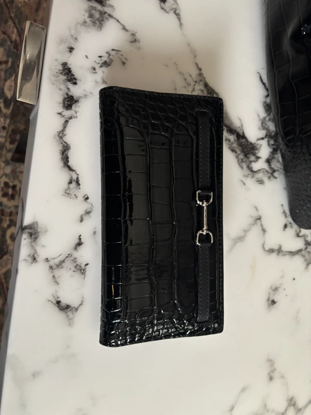 Michael Kors Black Croc Embossed Leather Tote Bag - photo 5