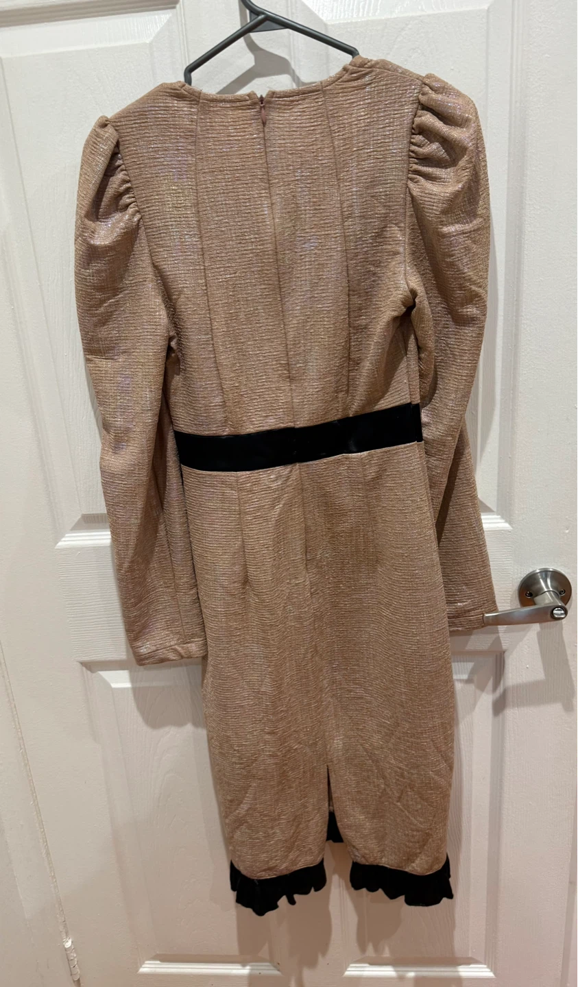 Tan Dress with Black Belt - Size M - photo 3