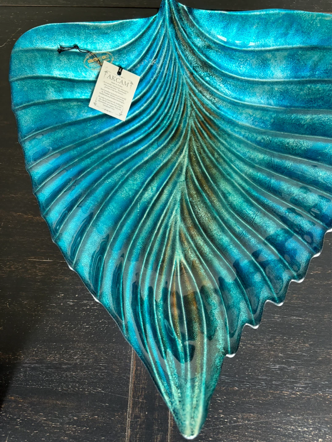 AKCAM Handmade Leaf Shaped Glass Dish