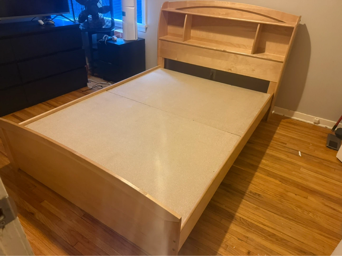 Wooden double Bed Frame with Headboard and Drawers