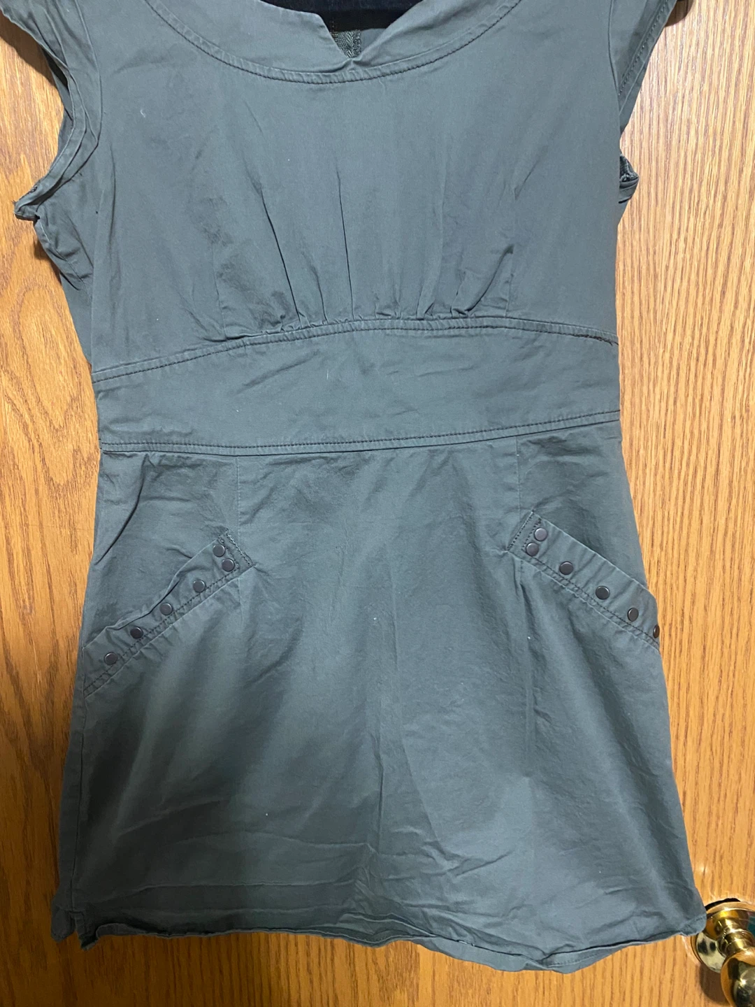 Dark Green Cap Sleeve Utility Dress - photo 2