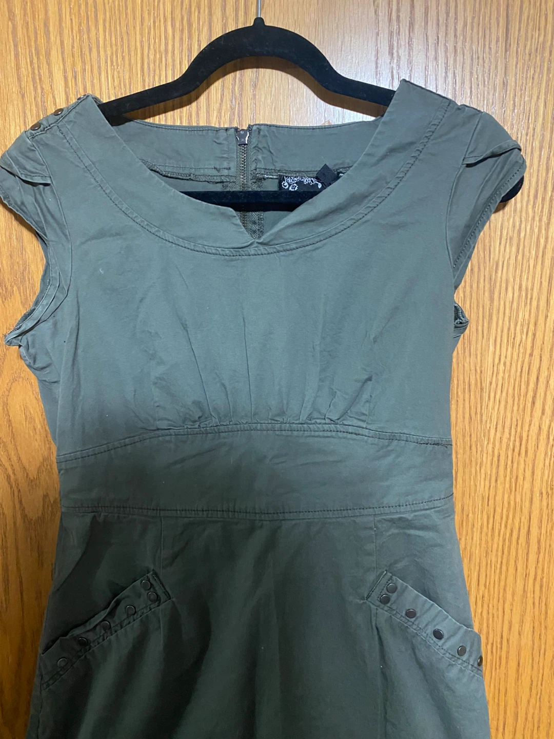 Dark Green Cap Sleeve Utility Dress - photo 4
