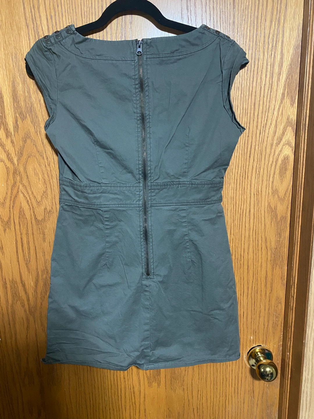 Dark Green Cap Sleeve Utility Dress - photo 5