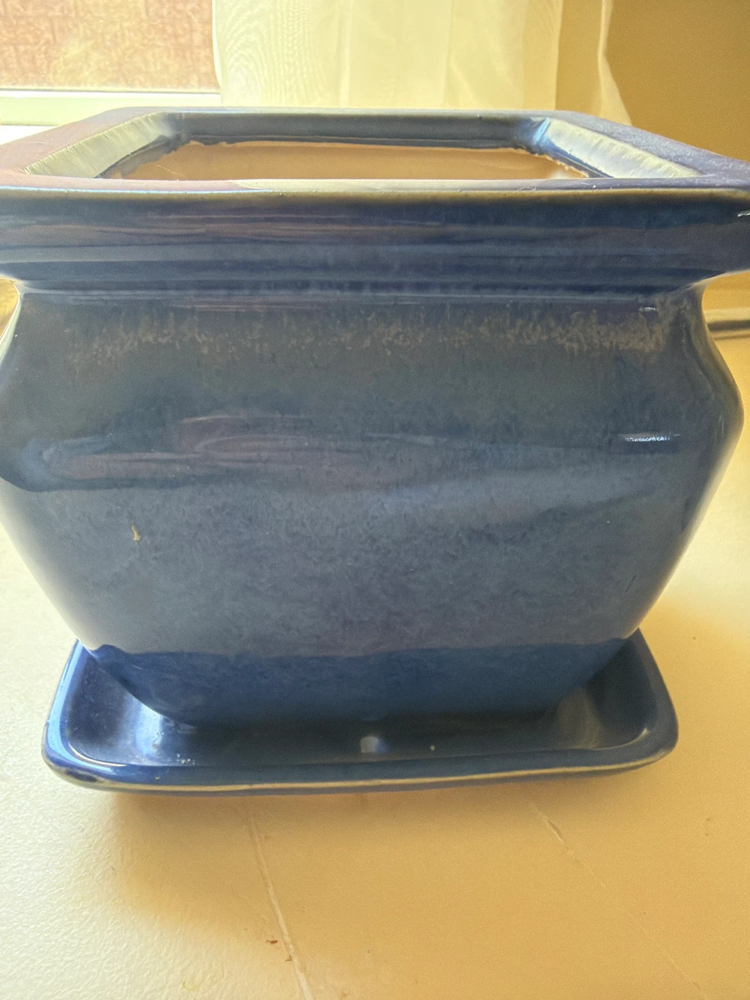 Mira 6" Blue Ceramic Planter Pot with Saucer