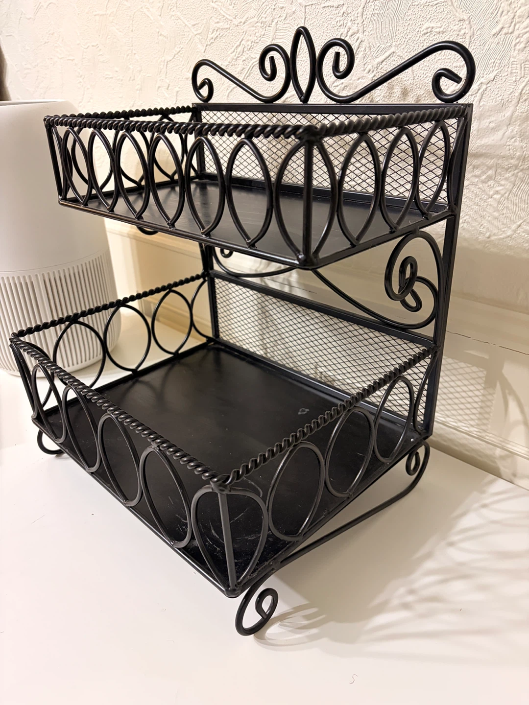 Black 2-Tier Wire Storage Shelf