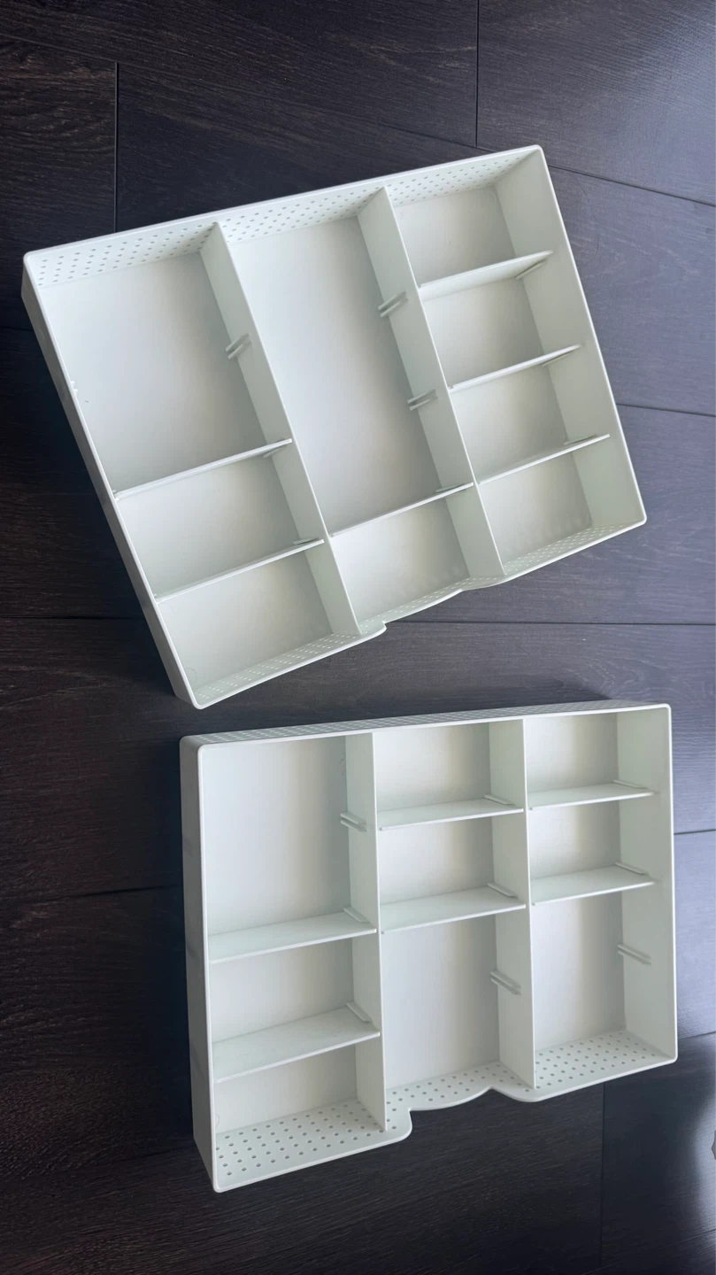 Set of 2 White Modular Drawer Organizers with Dividers - photo 2