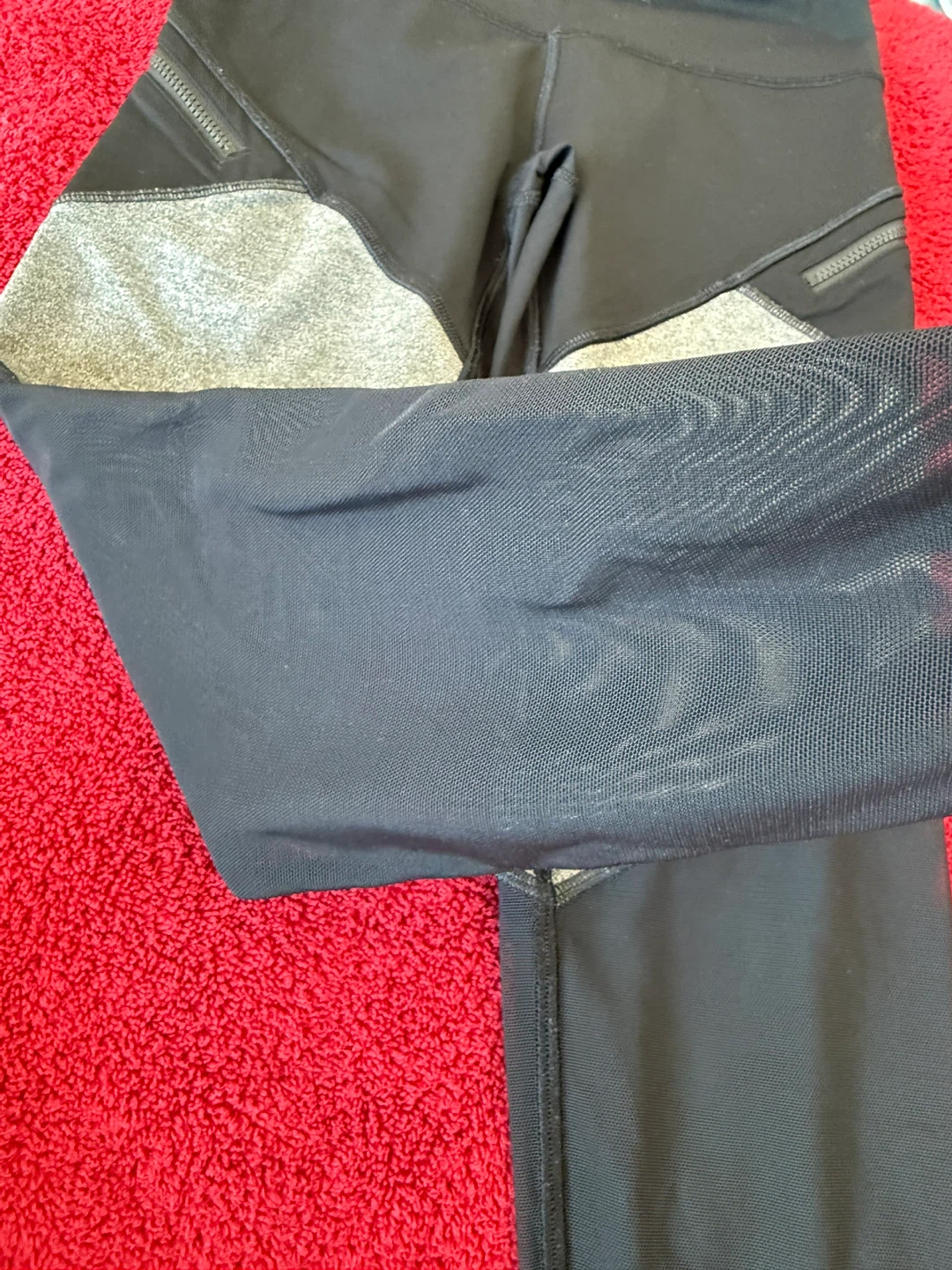 Ivivva Athleisure Leggings Black Grey Mesh Panels - photo 3