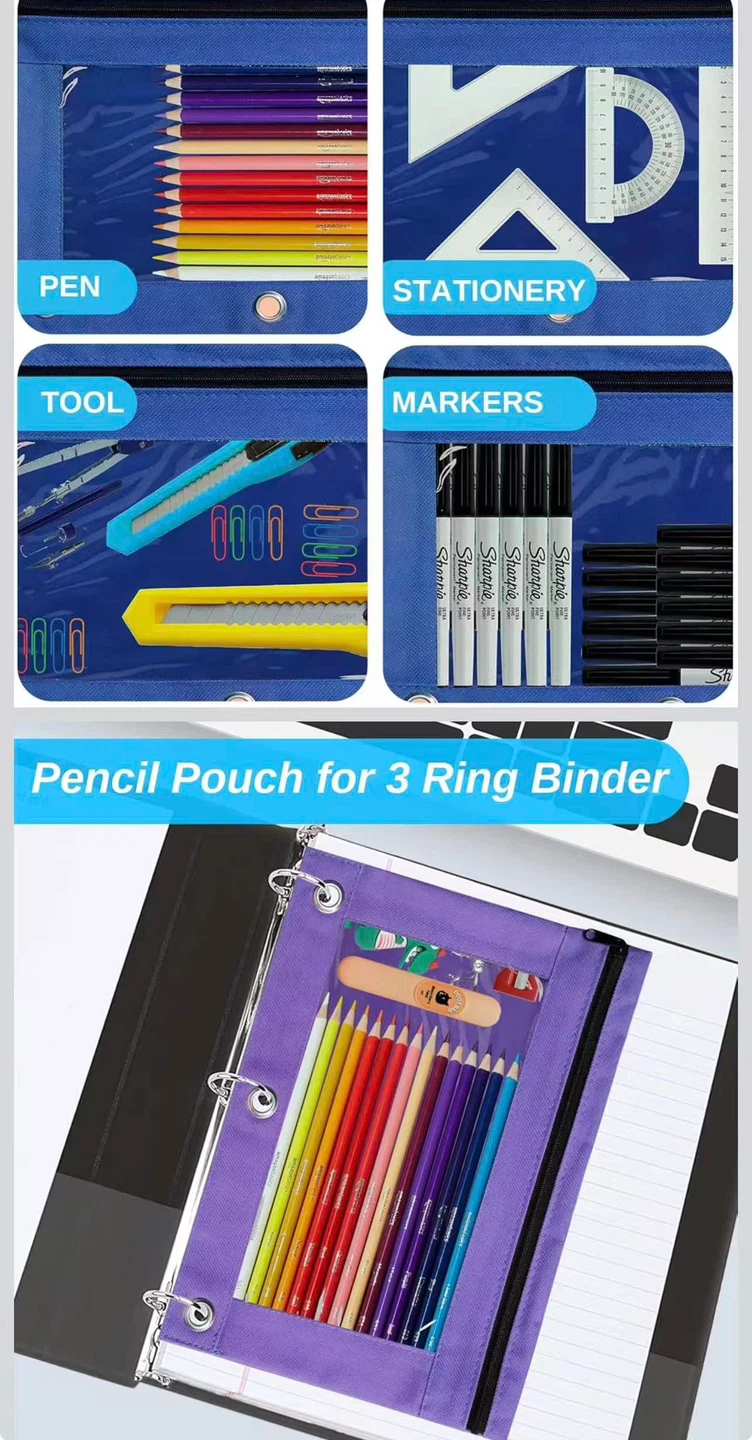 3-Ring Binder Pencil Pouch with Transparent Window - photo 3