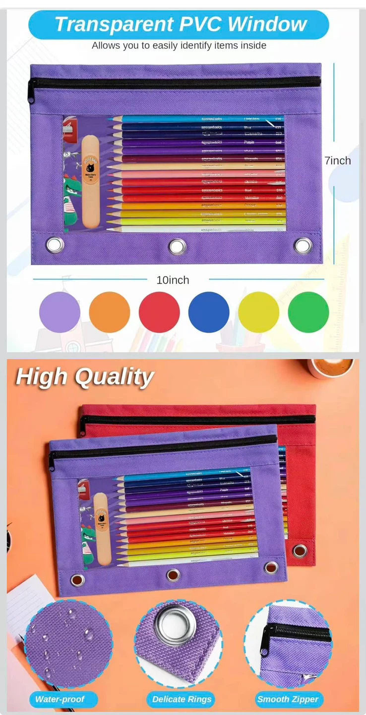 3-Ring Binder Pencil Pouch with Transparent Window - photo 2