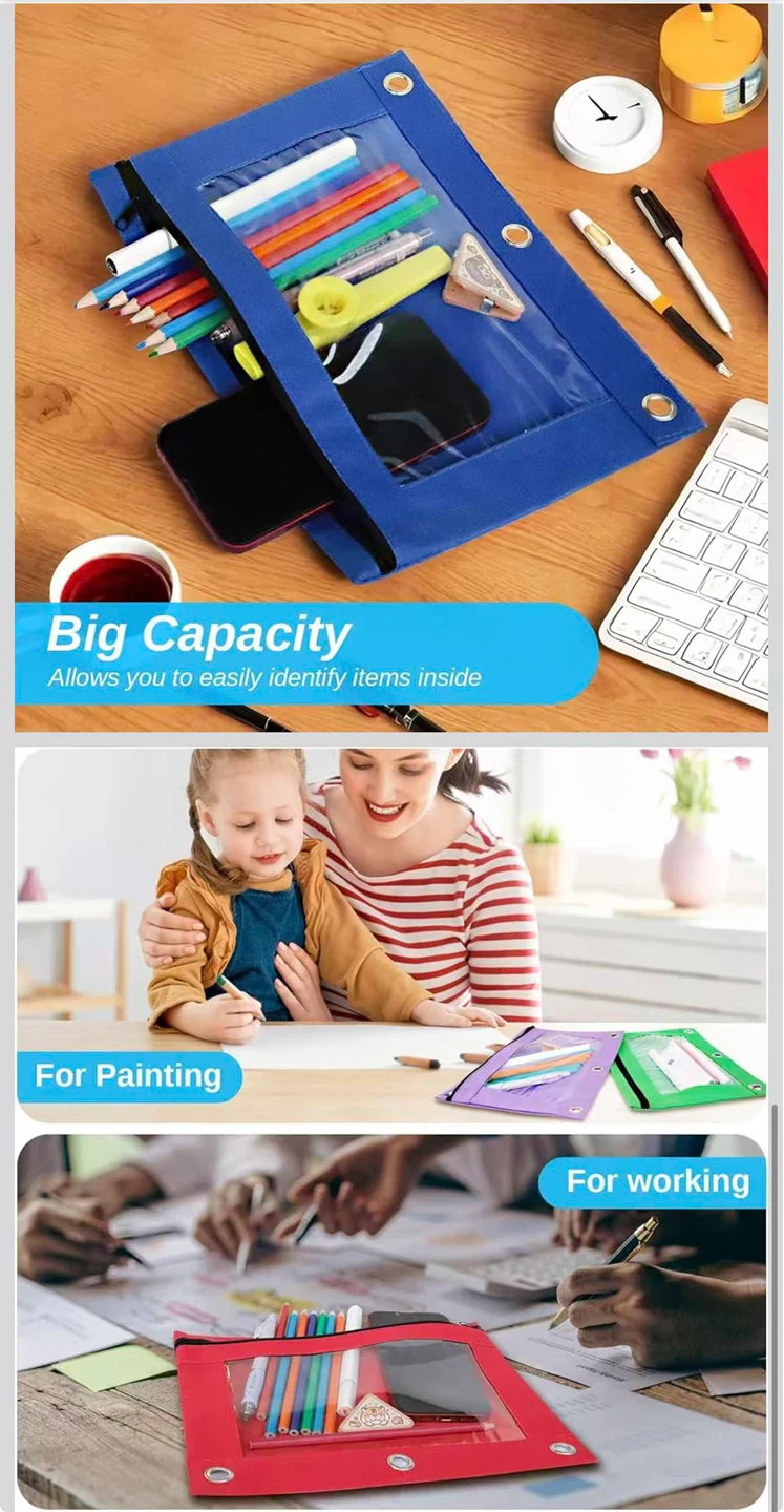 3-Ring Binder Pencil Pouch with Transparent Window - photo 4