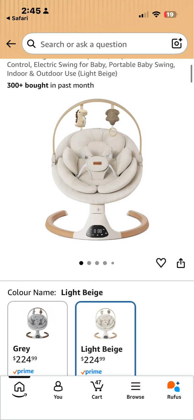 Light Beige Electric Baby Swing
