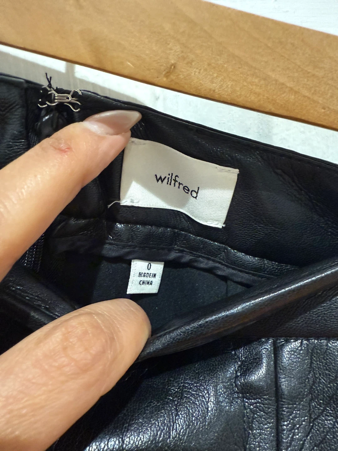 Black Leather Mini Skirt - Size 0 - photo 3