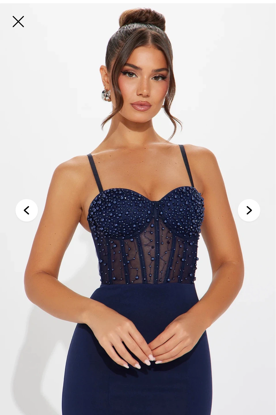 Fashion Nova Bella Embellished Gown - Navy, Size L