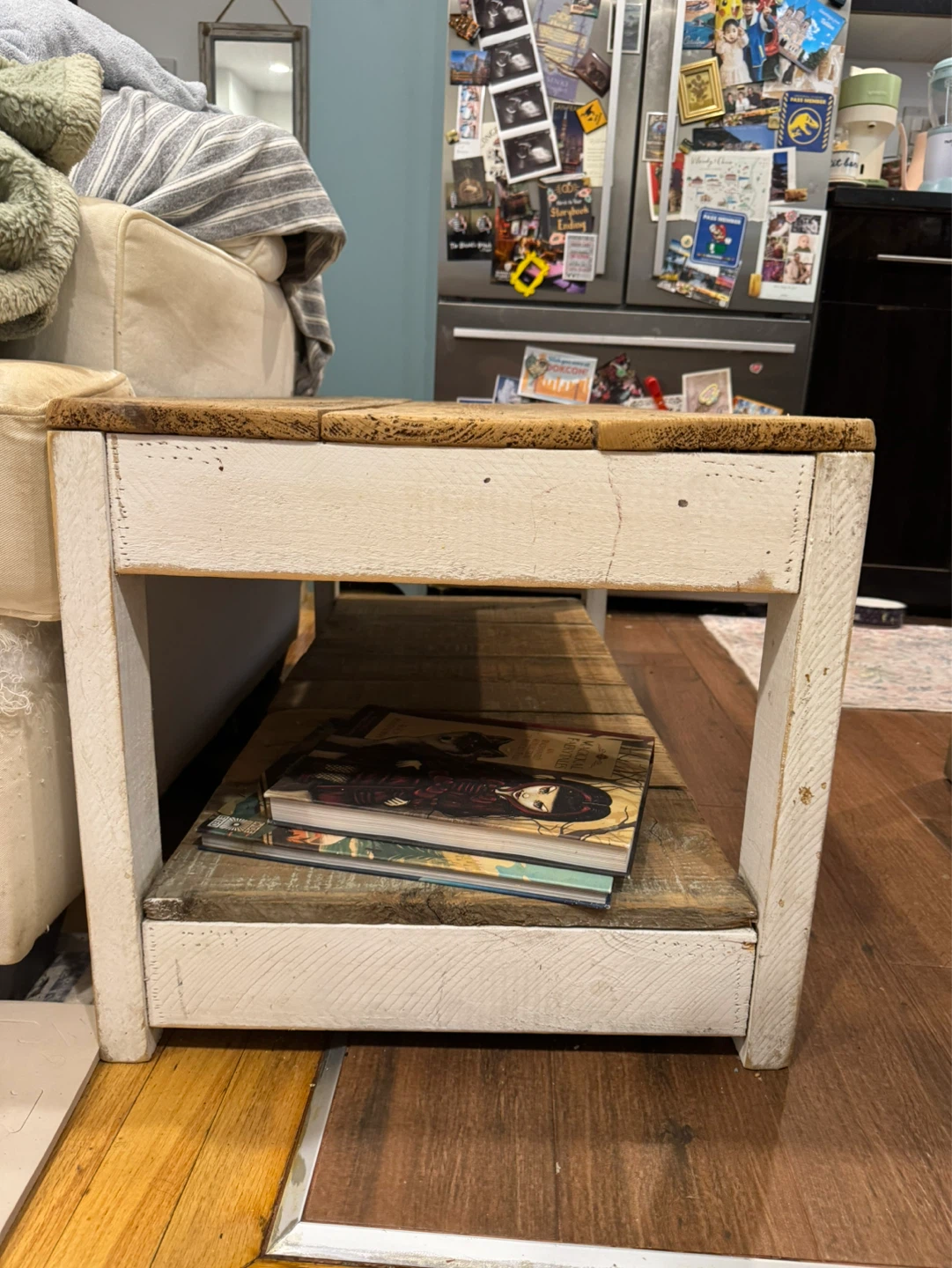Rustic Wood Coffee Table with Shelf - photo 2