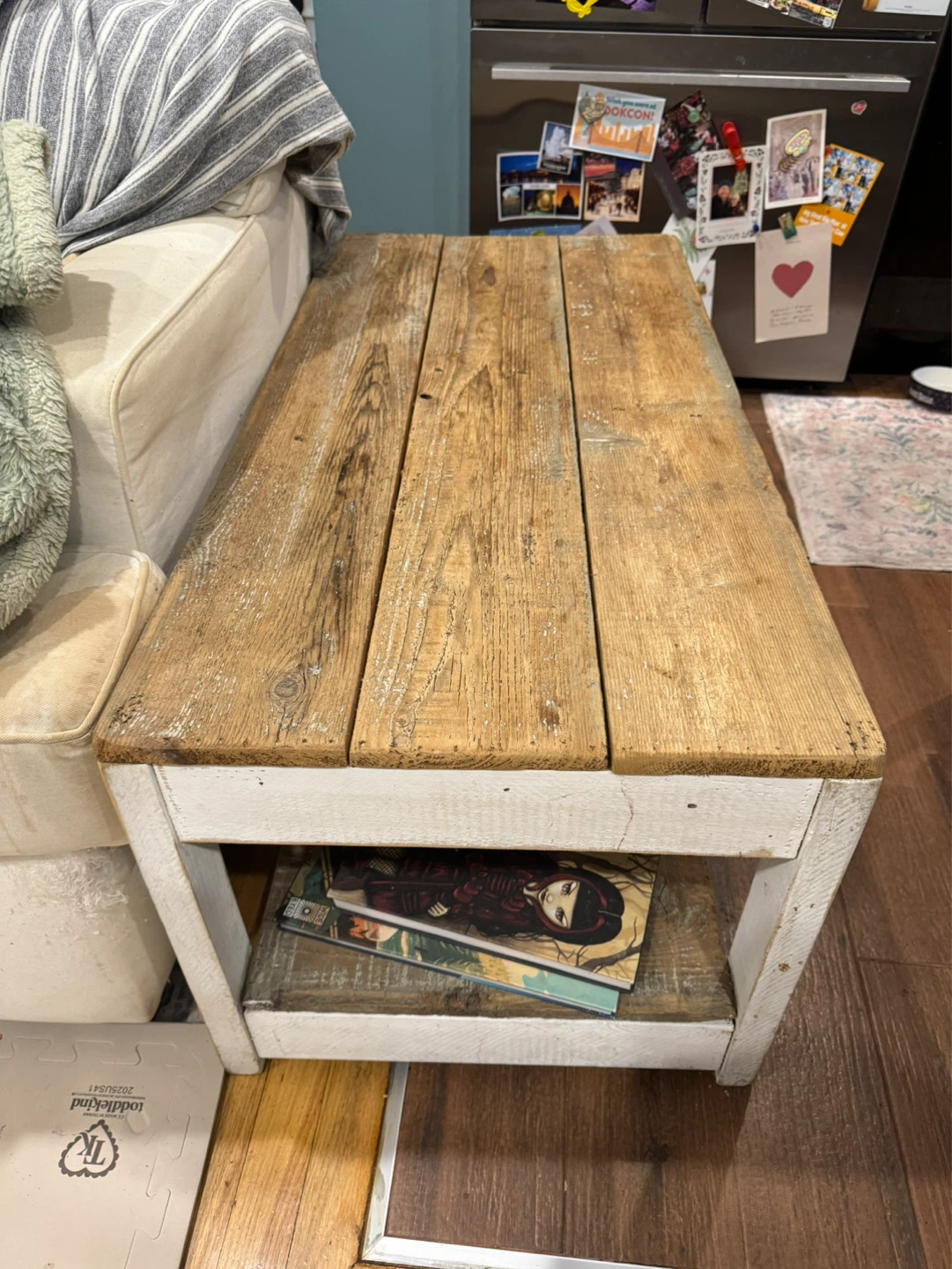 Rustic Wood Coffee Table with Shelf - photo 3