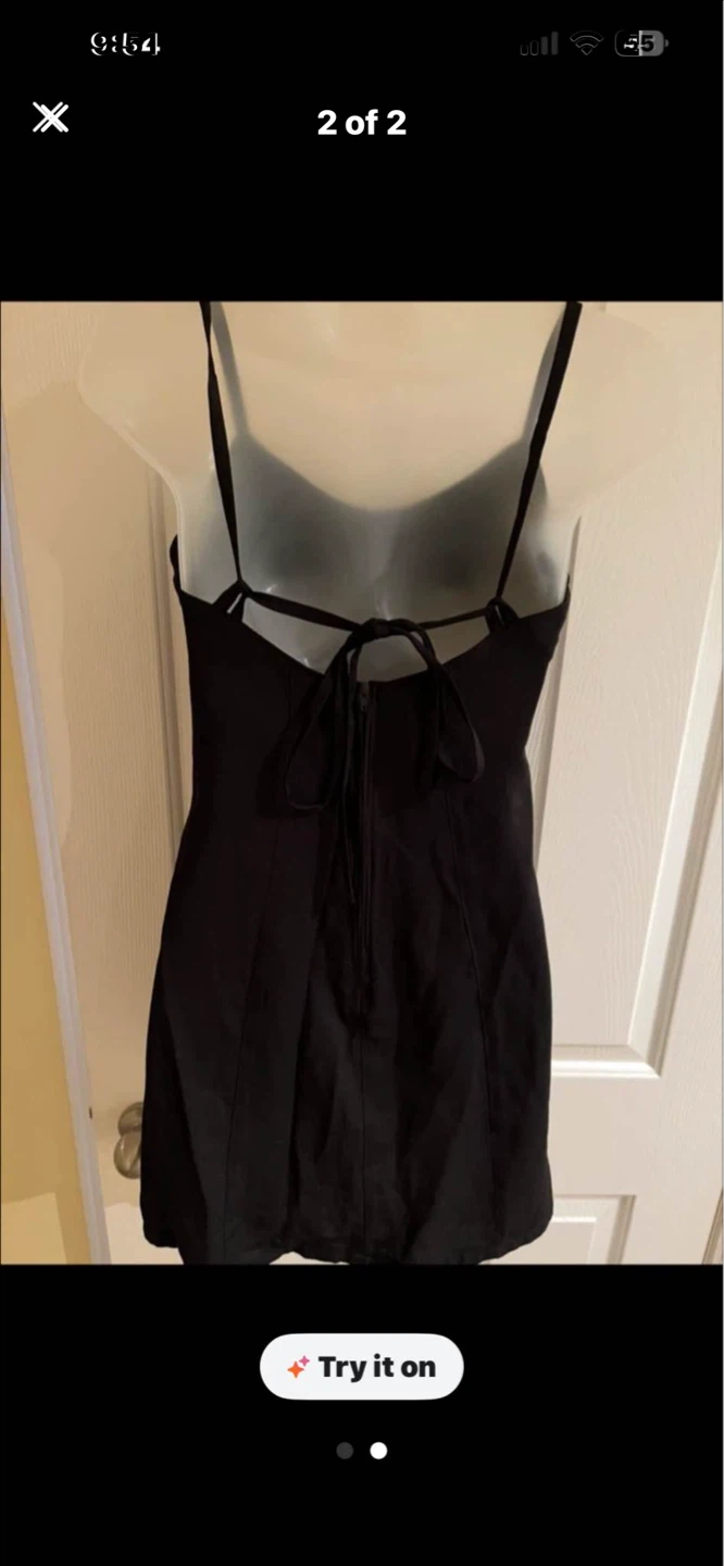 Black Mini Dress with Tie Back - photo 2
