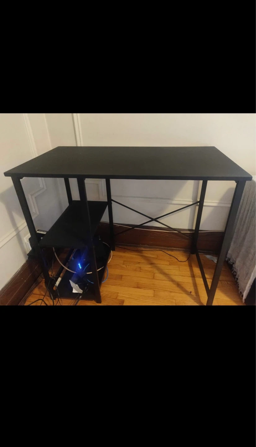 Black Metal Desk with Shelf