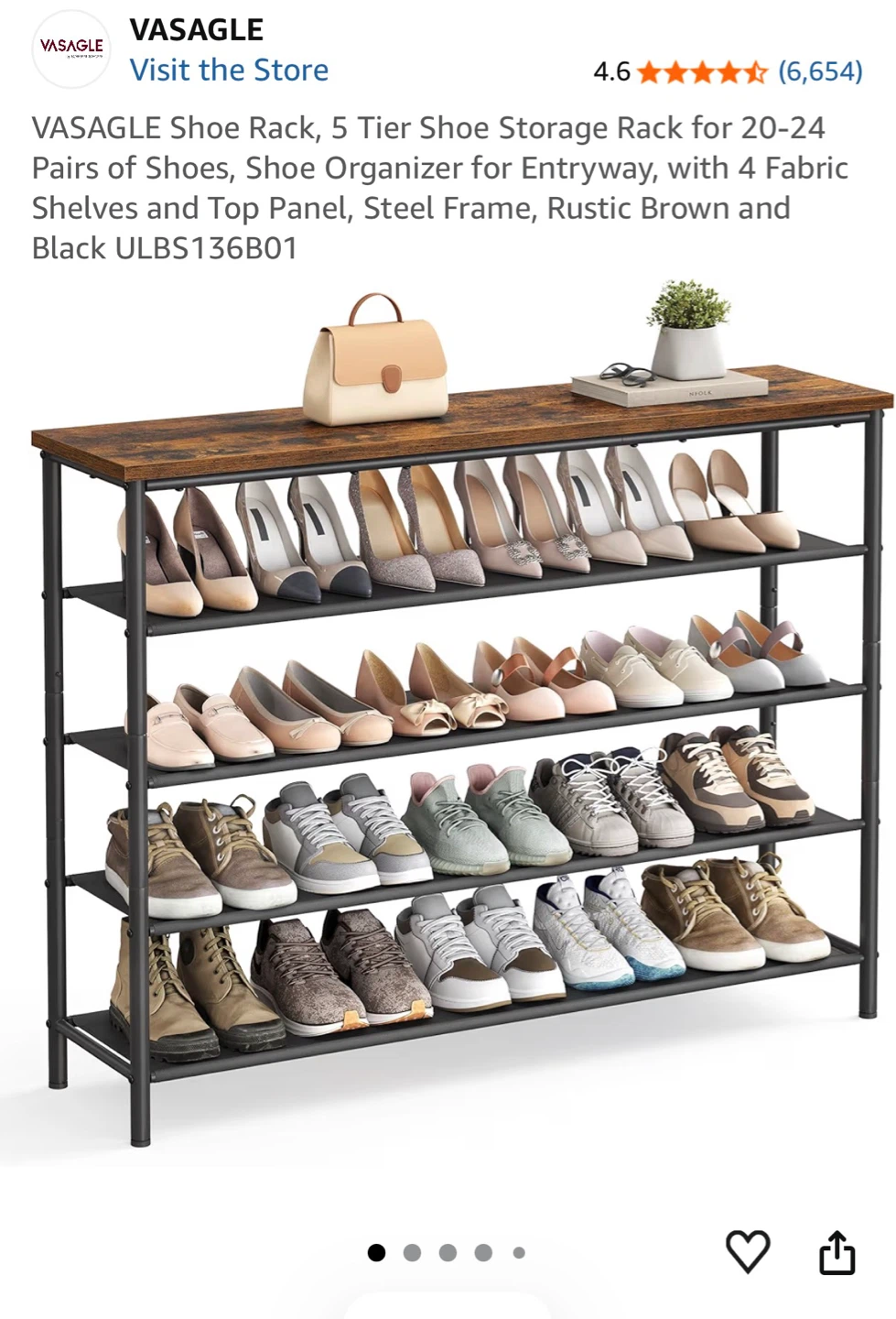 Industrial Style 5-Tier Shoe Rack - photo 3