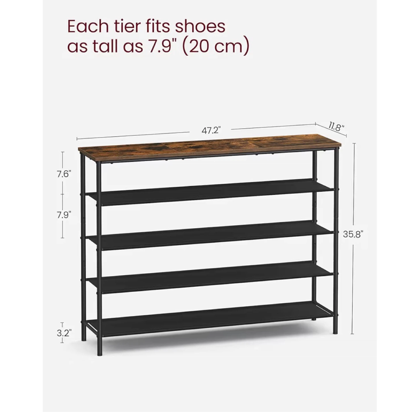 Industrial Style 5-Tier Shoe Rack - photo 4