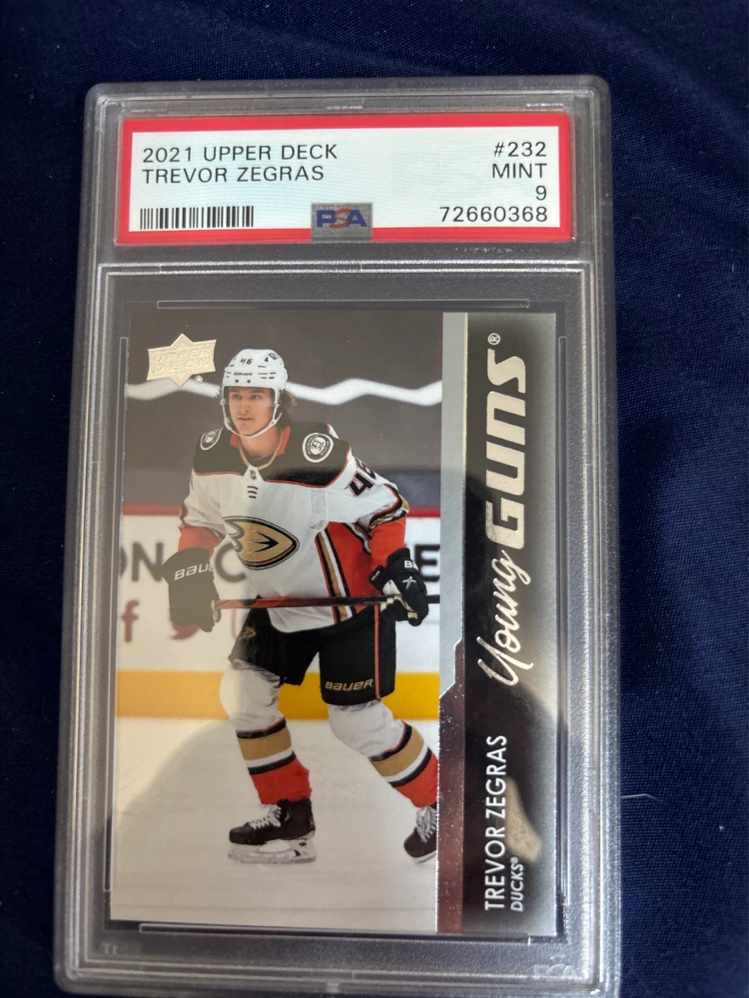 2021 Upper Deck Trevor Zegras Young Guns Hockey Card #232 PSA 9