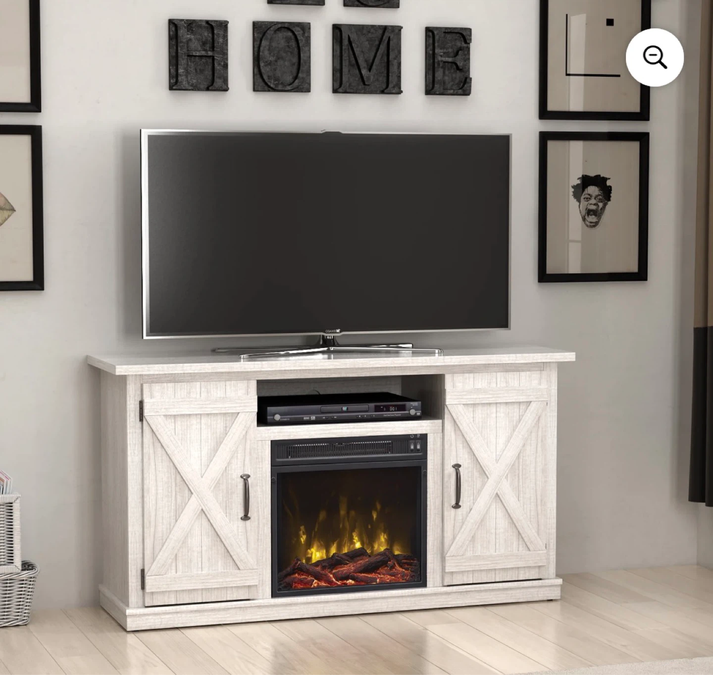 Rustic Farmhouse Style TV Stand with Electric Fireplace - photo 4