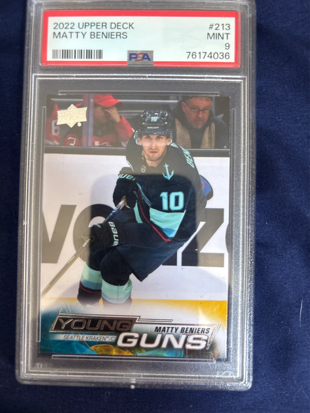 2022 Upper Deck Matty Beniers Young Guns PSA 9 Hockey Card