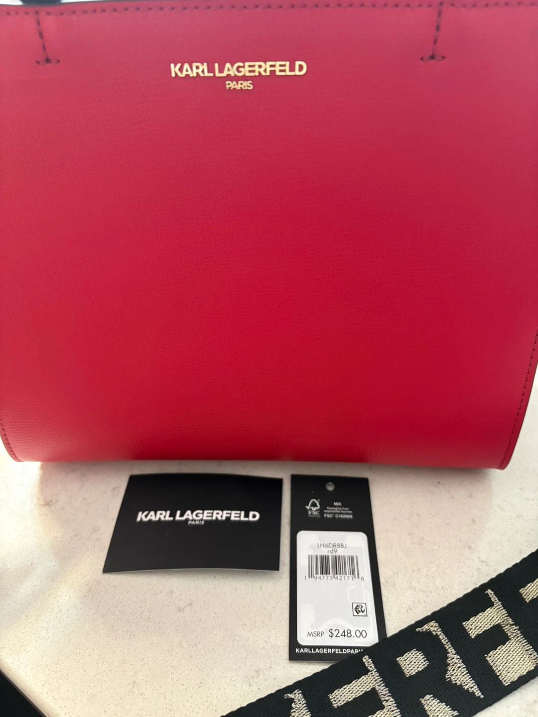 Karl Lagerfeld Paris Red Leather Top Handle Bag - photo 3