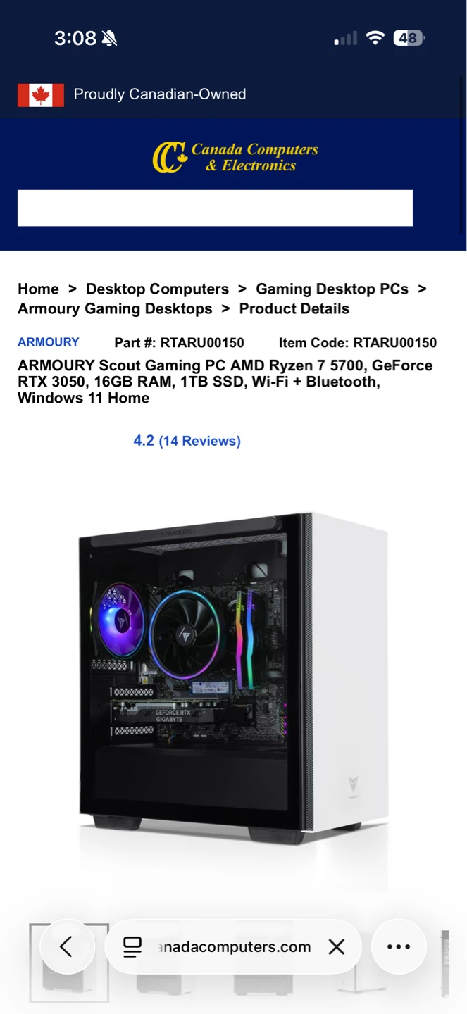 Gaming PC - Ryzen 7 5700, RTX 3050, 16GB RAM, 1TB SSD