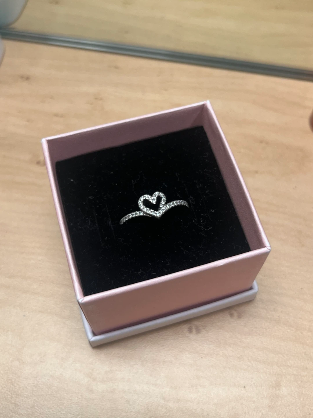 Pandora Sparkling Wishbone Heart Ring