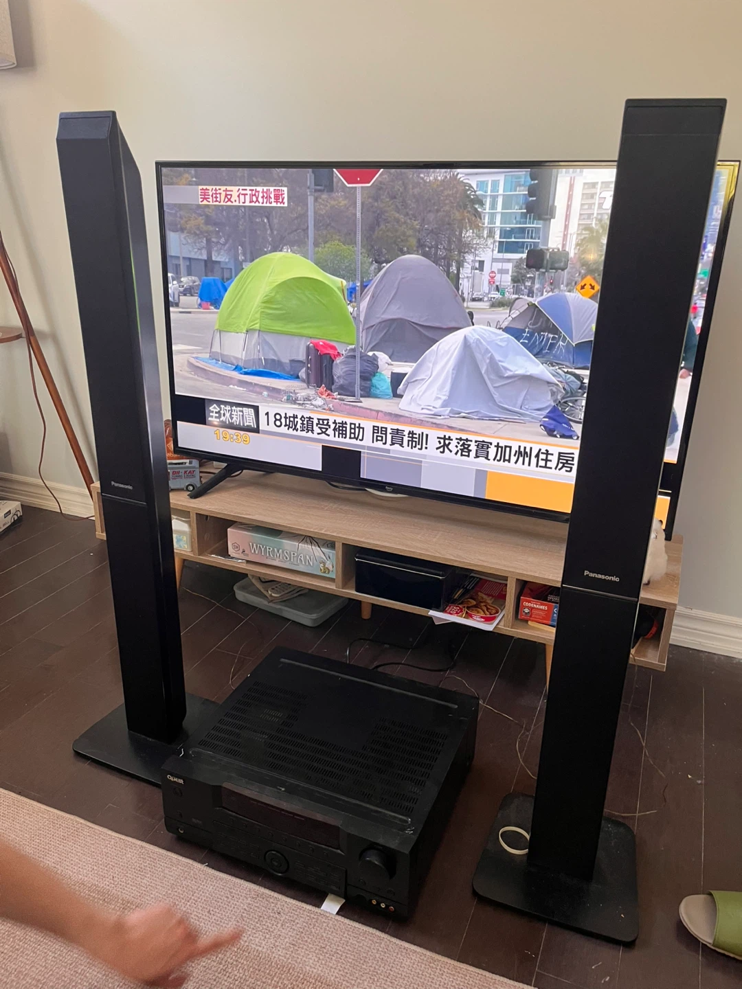 TV speakers and Denon AV Receiver set