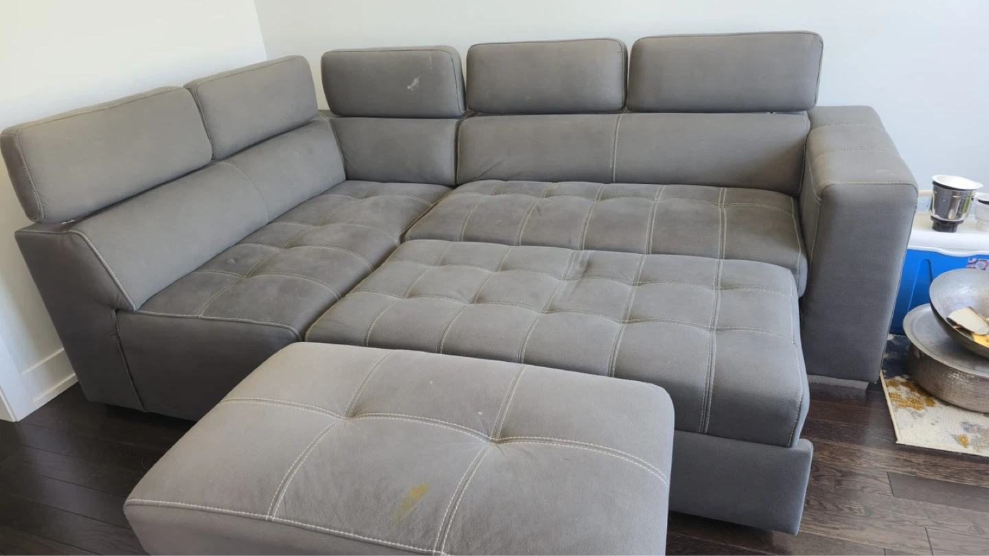 Drake 3-Piece Faux Suede Sleeper Sectional with Storage Ottoman