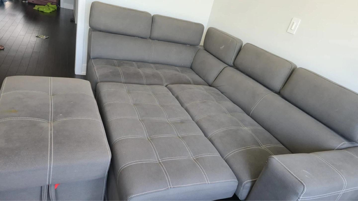 Drake 3-Piece Faux Suede Sleeper Sectional with Storage Ottoman - photo 3