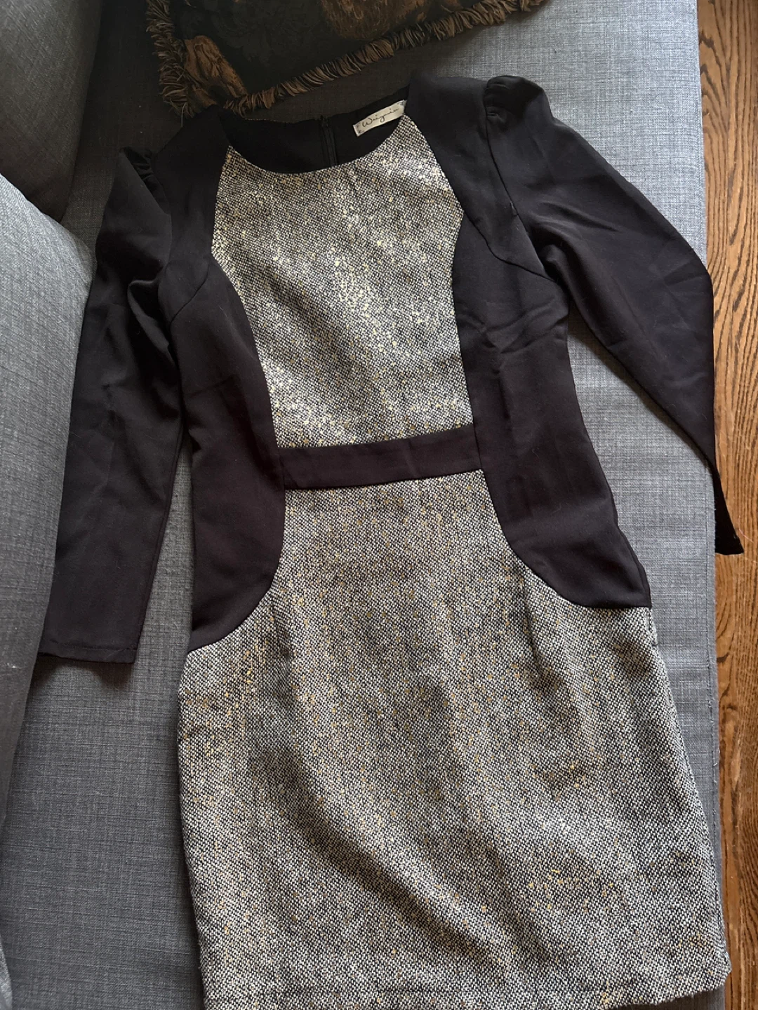 Sparkly Black and Grey Tweed Dress
