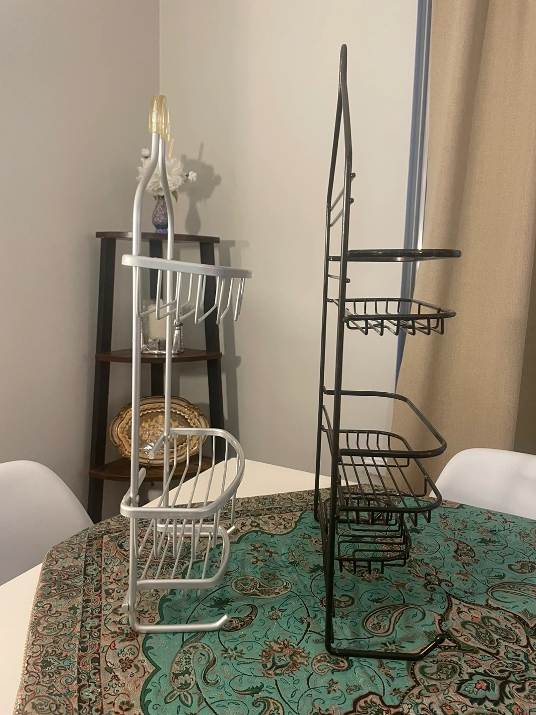 2 Shower Caddies - Silver and Black Metal - photo 2