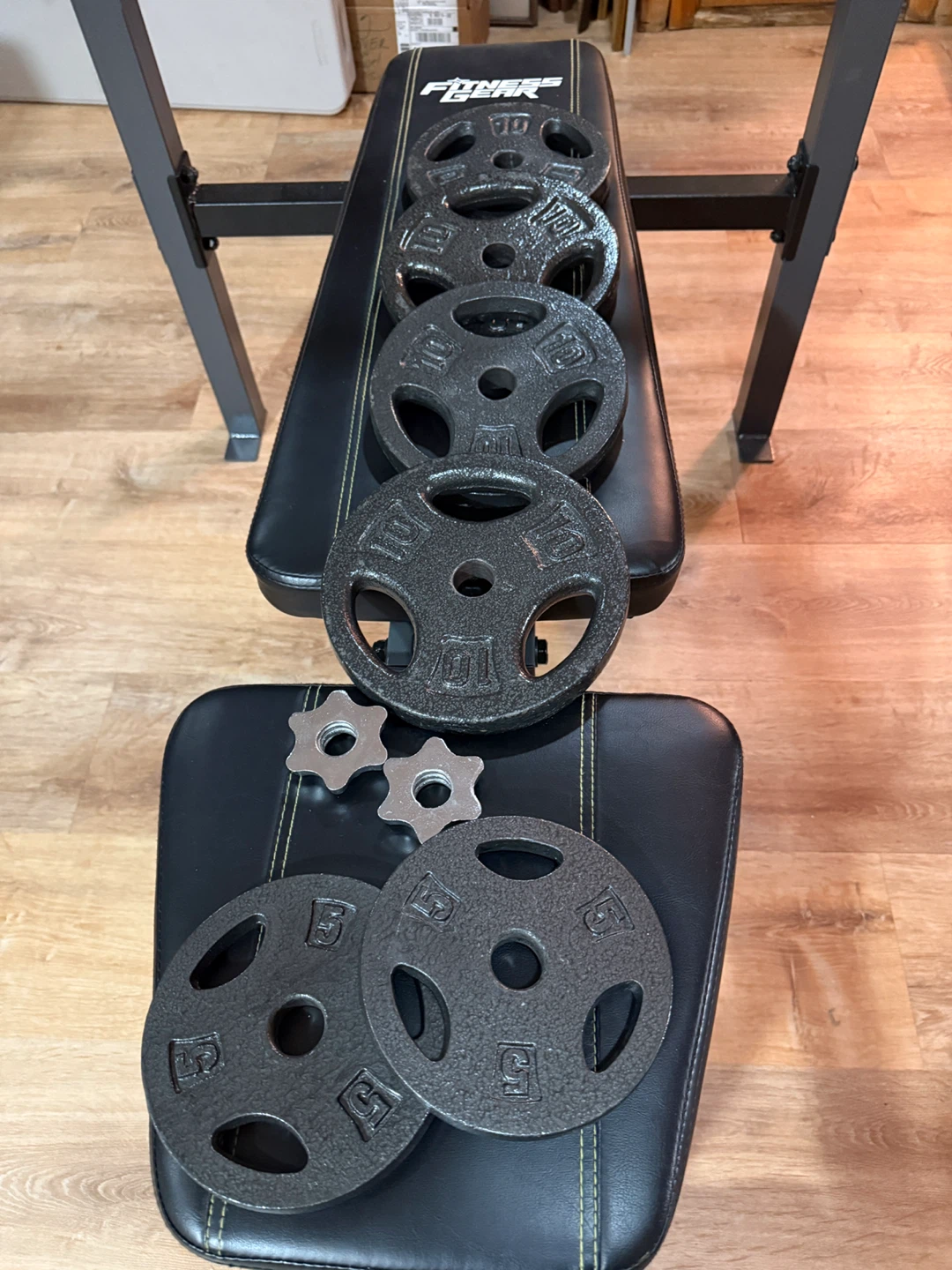 Fitness Gear Weight Bench with Barbell and Weight Plates - photo 2