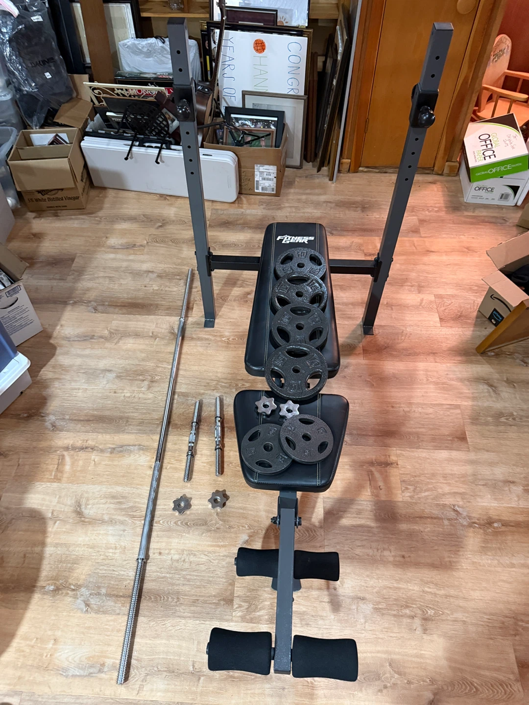Fitness Gear Weight Bench with Barbell and Weight Plates - photo 3