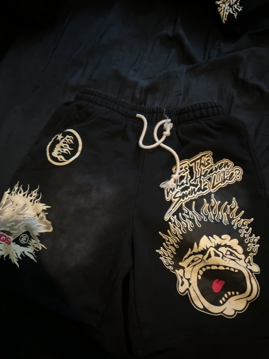 Black Graphic Shorts