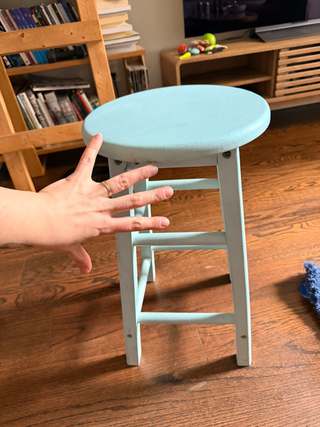 Light Blue Wooden Bar Stool - photo 2