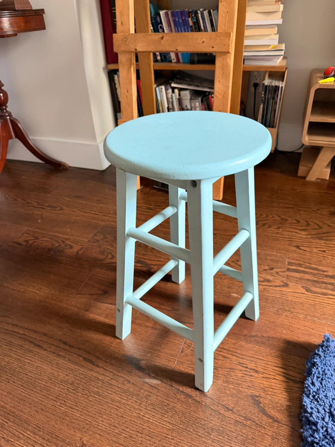 Light Blue Wooden Bar Stool