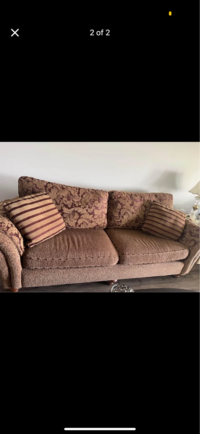 Brown Damask Sofa and  love seat - photo 2