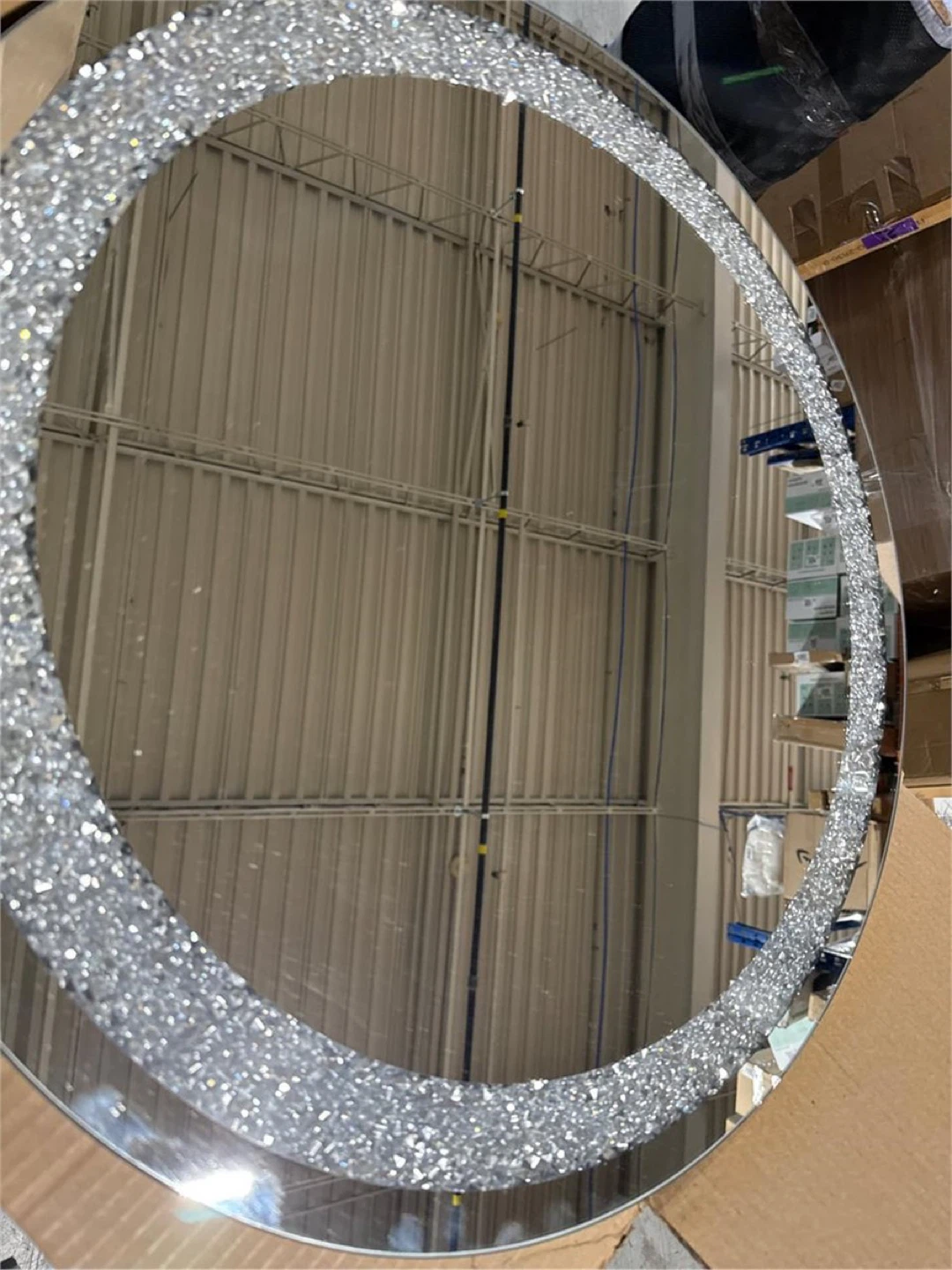 24in Round Crystal Crushed Mirror - photo 2