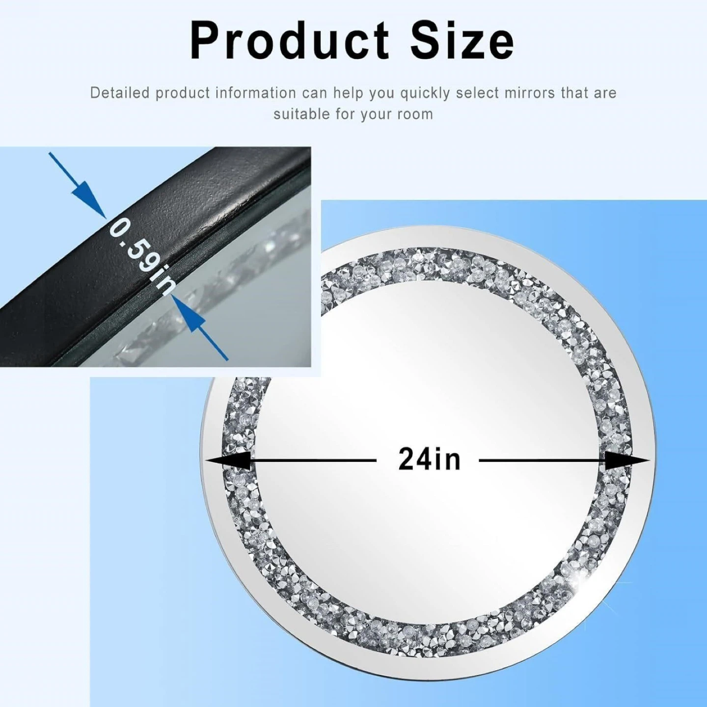 24in Round Crystal Crushed Mirror - photo 3