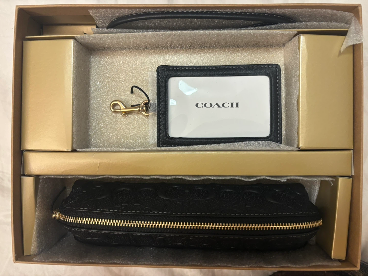 Coach Black Signature Pen Case with ID Holder