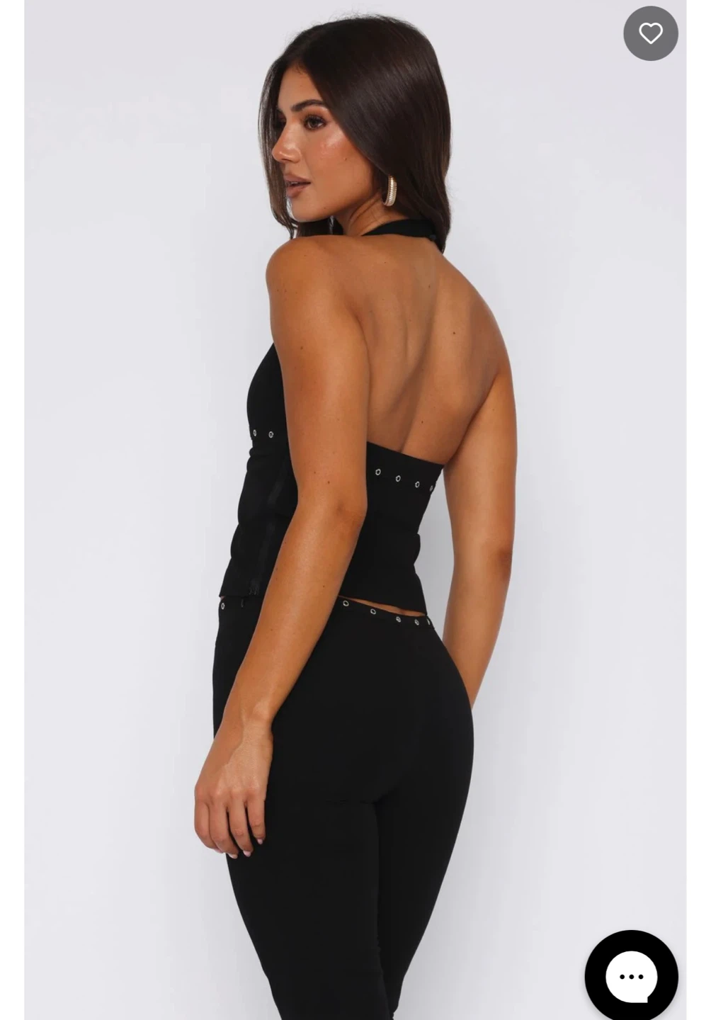 White Fox Black Firestorm Halter Top with Buckle Detail - Size S - photo 3