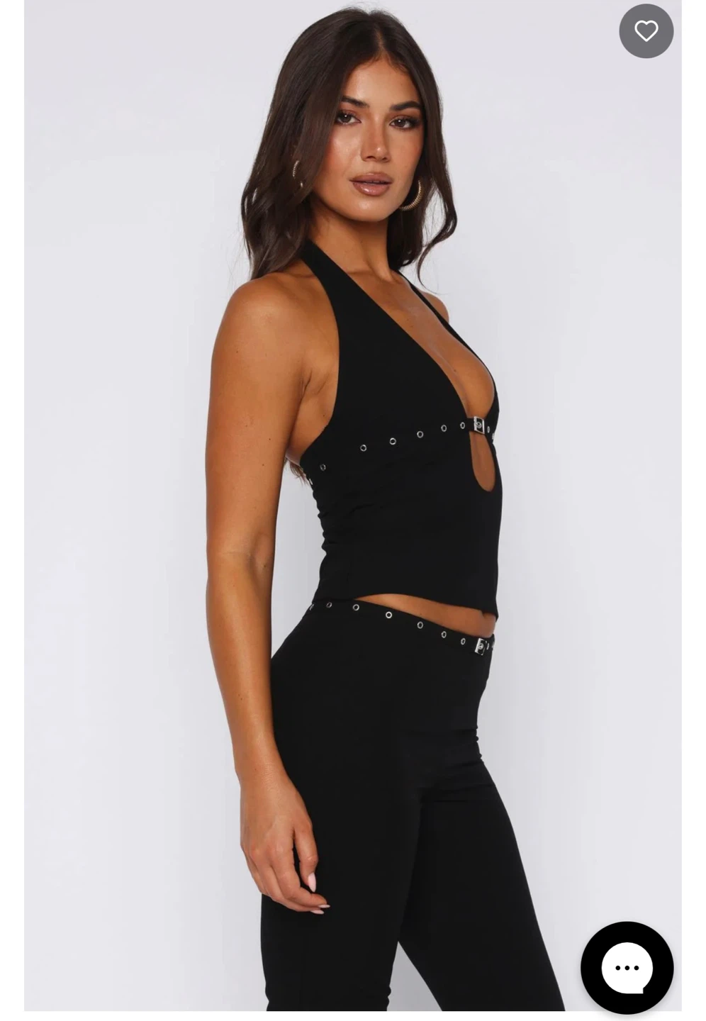 White Fox Black Firestorm Halter Top with Buckle Detail - Size S - photo 2