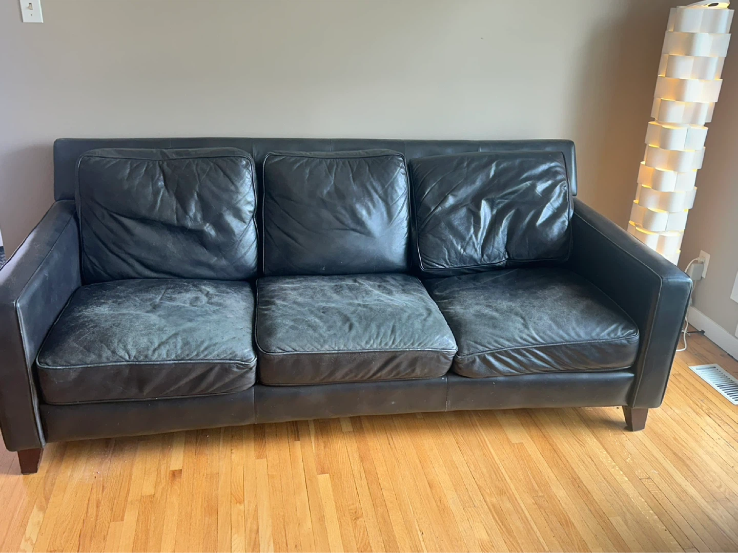 Black Leather Sofa, Loveseat, and Armchair Set - photo 4