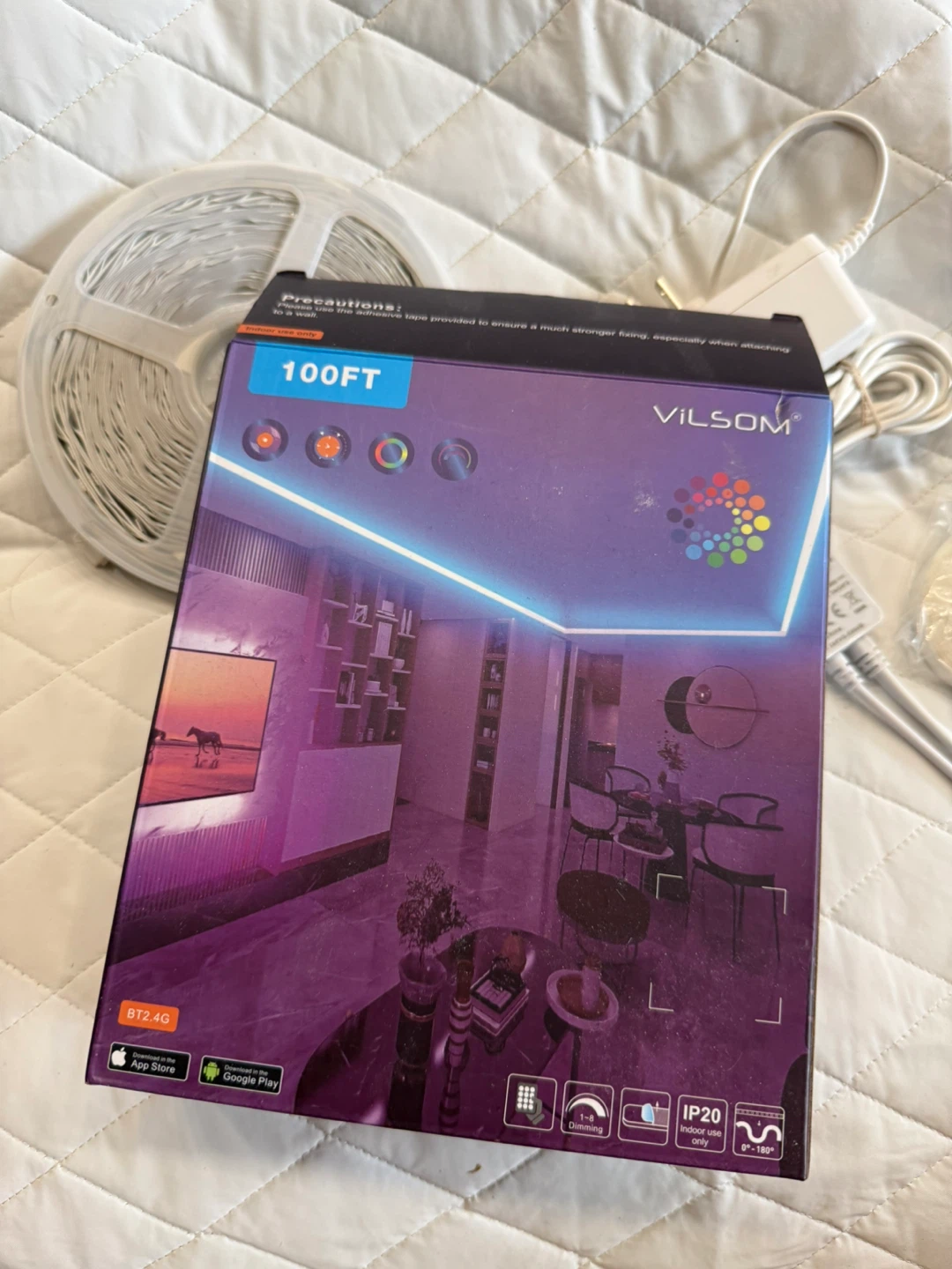 VILSOM 100FT RGB LED Strip Lights with Remote